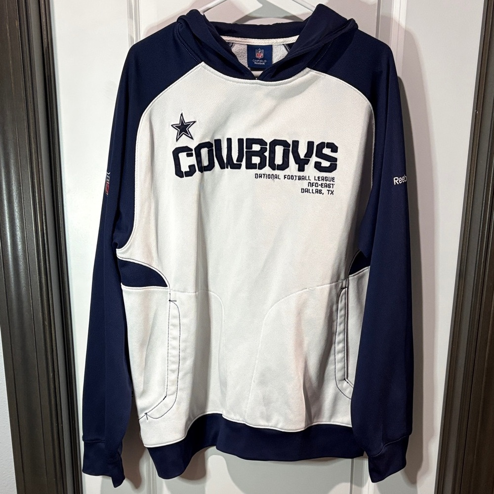 Dallas Cowboys Reebok Navy and White Pullover Hoodie